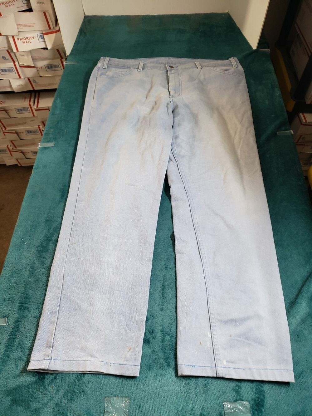VINTAGE Levis Jeans Size 36x30 Mens Blue Stretch Pant White Tab Straight Belgium